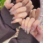 Press-On Nail Set Rhinestone Embellished Adhesive-Backed