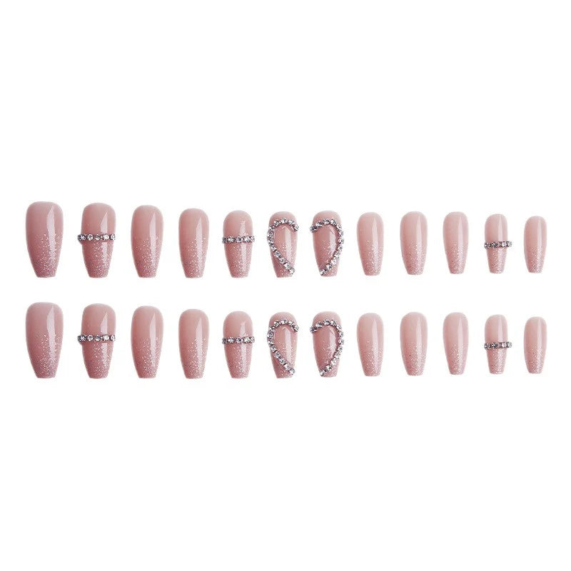 Press-On Nail Set Rhinestone Embellished Adhesive-Backed