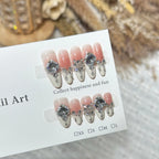 Press-On Nail Set Rhinestone Embellished Easy Application