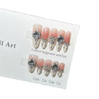 Press-On Nail Set Rhinestone Embellished Easy Application