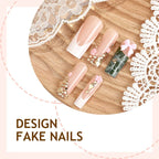 Press-On Nail Set Rhinestone Embellished Easy Apply & Long-Lasting