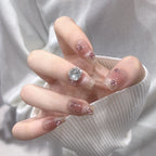 Press-On Nail Set Rhinestone Embellished Glossy Reusable