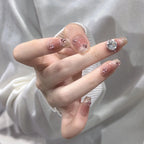 Press-On Nail Set Rhinestone Embellished Glossy Reusable