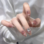 Press-On Nail Set Rhinestone Embellished Glossy Reusable