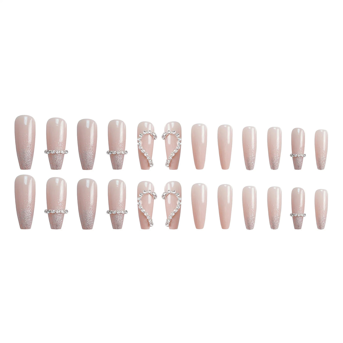 Press-On Nail Set Rhinestone Embellished Glue-Free & Reusable