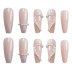 Press-On Nail Set Rhinestone Embellished Glue-Free & Reusable