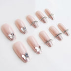 Press-On Nail Set Rhinestone Embellished Glue-On