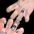 Press-On Nail Set Rhinestone Embellished Peel & Stick Reusable