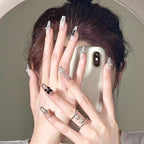 Press-On Nail Set Rhinestone Embellished Peel & Stick Reusable