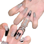 Press-On Nail Set Rhinestone Embellished Peel & Stick Reusable