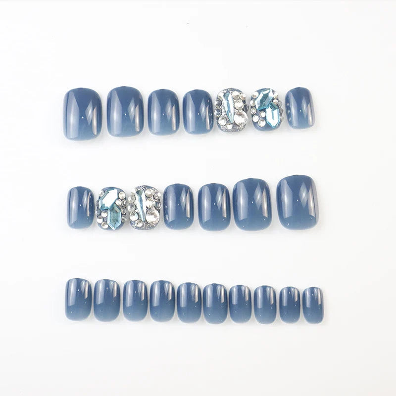 Press-On Nail Set Rhinestone Embellished Quick & Reusable