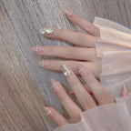 Press-On Nail Set Rhinestone Embellished Reusable Multi-Size