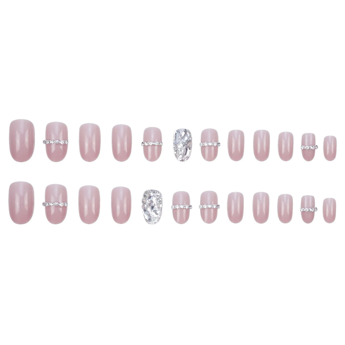 Press-On Nail Set Rhinestone Embellished Reusable Multi-Size