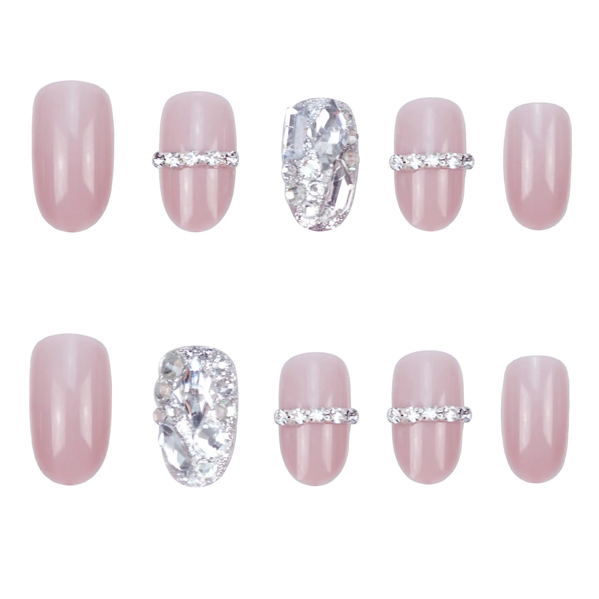 Press-On Nail Set Rhinestone Embellished Reusable Multi-Size