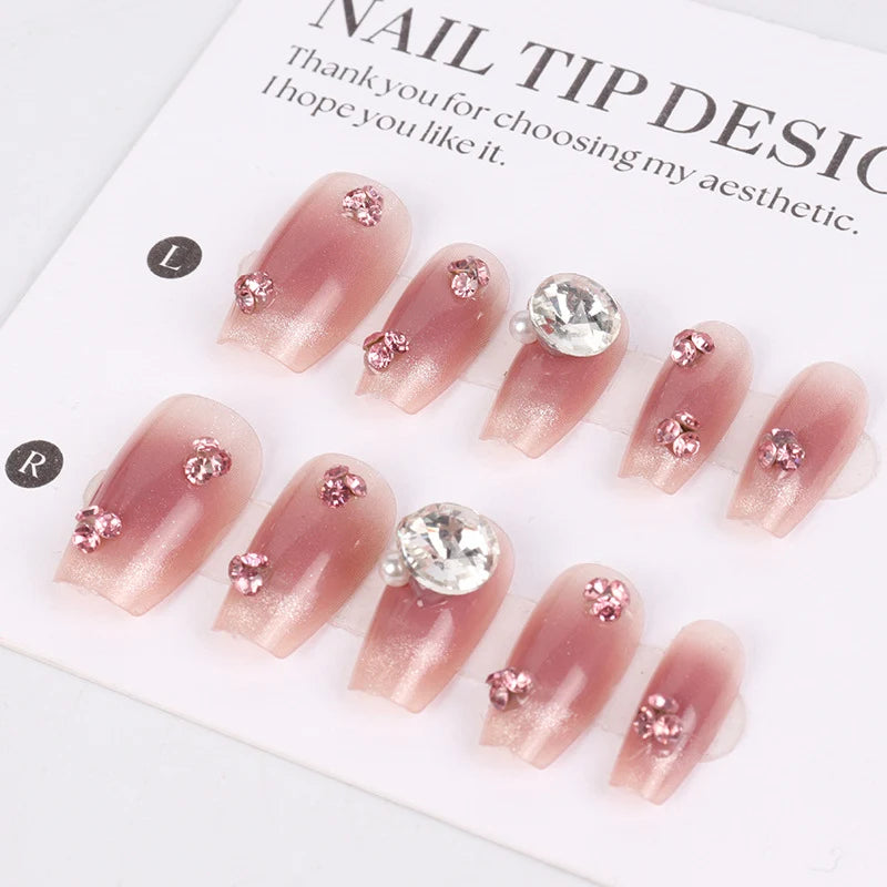 Press-On Nail Set Rhinestone Embellishments 30 Pieces