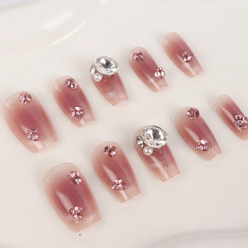 Press-On Nail Set Rhinestone Embellishments 30 Pieces