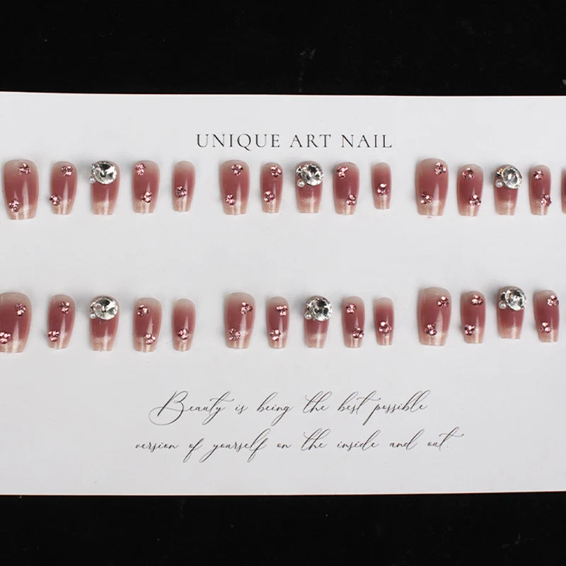 Press-On Nail Set Rhinestone Embellishments 30 Pieces