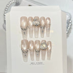 Press-On Nail Set Rhinestone & Glitter Double-Sided Adhesive