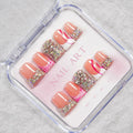 Press-On Nail Set Rhinestone & Marble Reusable Multiple Sizes