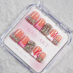 Press-On Nail Set Rhinestone & Marble Reusable Multiple Sizes