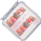 Press-On Nail Set Rhinestone & Marble Reusable Multiple Sizes