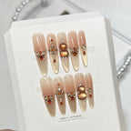 Press-On Nail Set Rhinestone Stiletto Includes Adhesive
