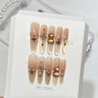 Press-On Nail Set Rhinestone Stiletto Includes Adhesive