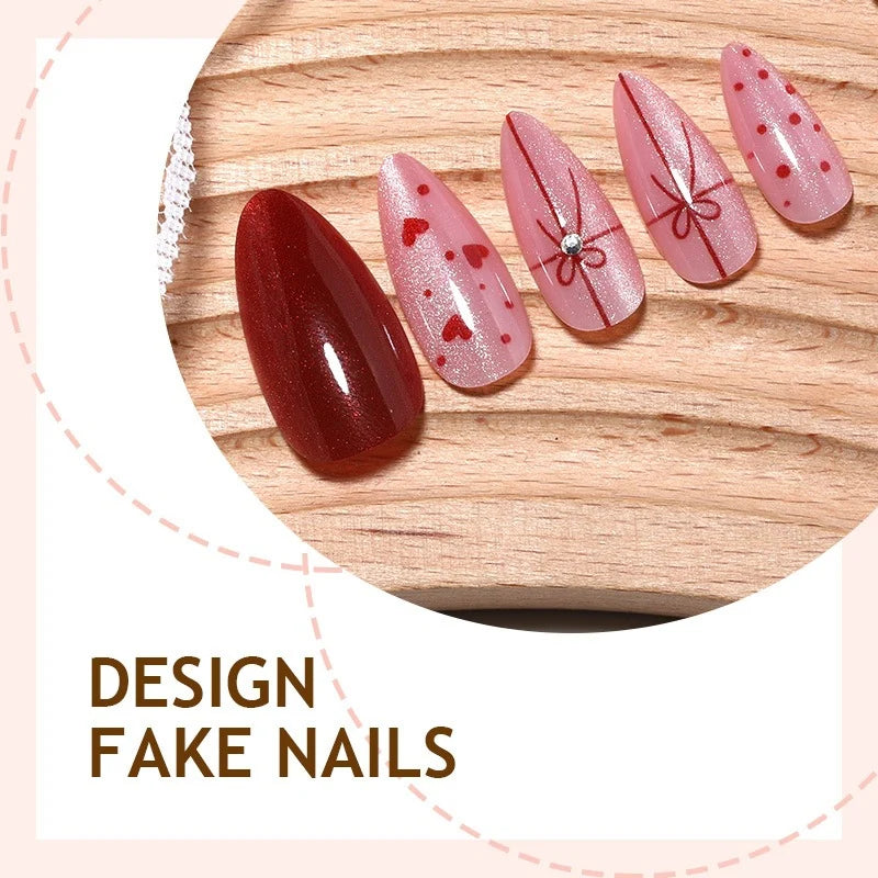 Press-On Nail Set Romantic Bows & Easy Application