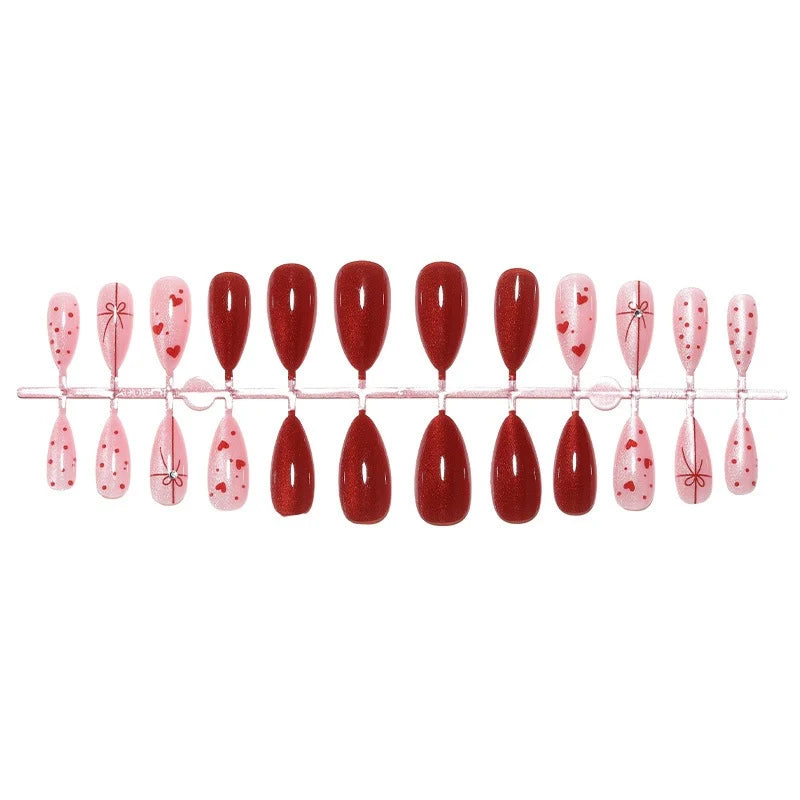 Press-On Nail Set Romantic Bows & Easy Application