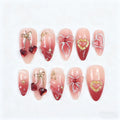 Press-On Nail Set Romantic Heart & Floral Reusable