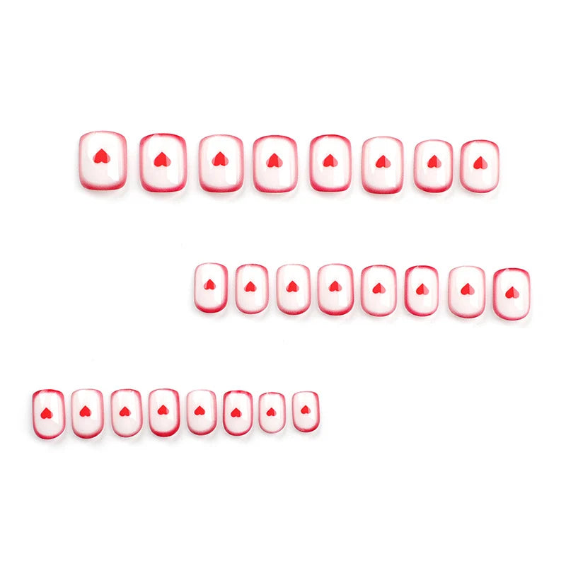 Press-On Nail Set Romantic Heart Motifs Reusable
