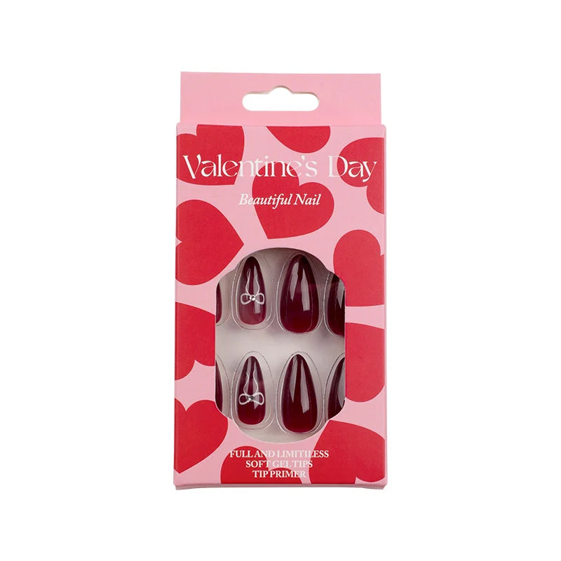 Press-On Nail Set Romantic Heart Motifs Reusable