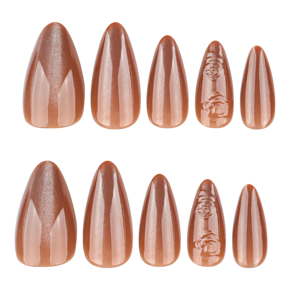 Press-On Nail Set Rose Design Gloss Finish Easy Application