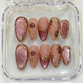 Press-On Nail Set Rose-Embellished Glossy & Matte