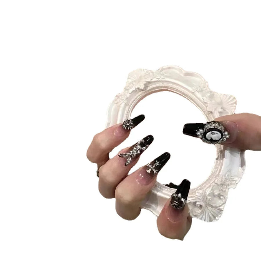 Press-On Nail Set Salon-Quality Decorative Reusable Adhesive