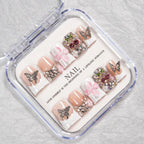 Press-On Nail Set Salon-Quality Floral & Butterfly