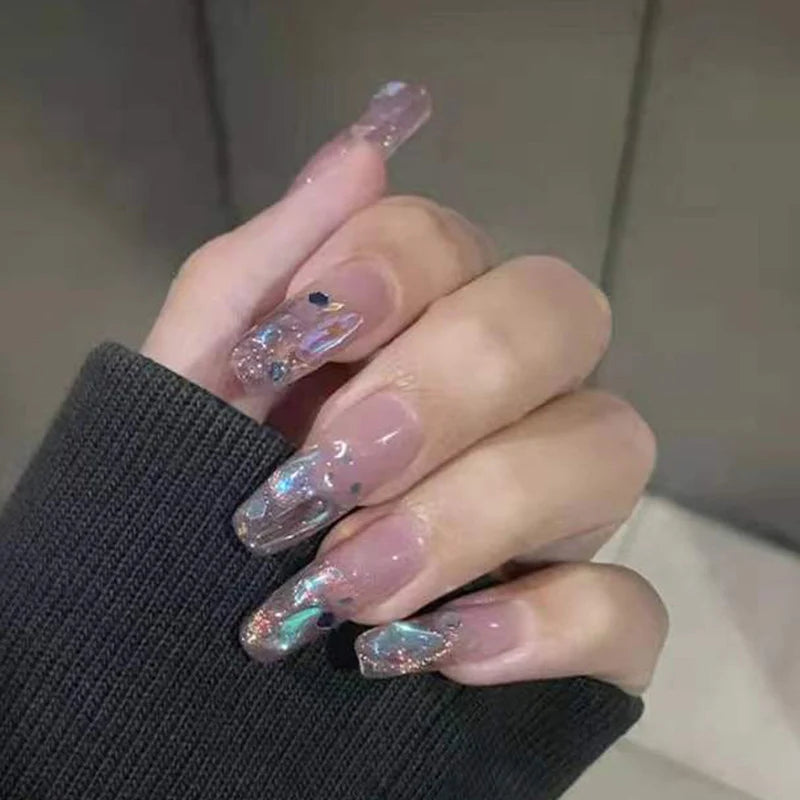 Press-On Nail Set Salon Quality Gel Glitter