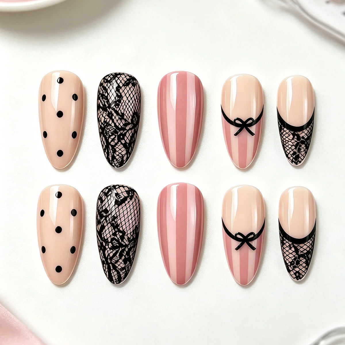 Press-On Nail Set Salon-Style 24-Piece Non-Toxic
