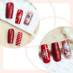 Press-On Nail Set Santa-Themed Easy-Apply Adhesive & Chip-Resistant