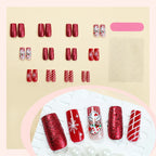 Press-On Nail Set Santa-Themed Easy-Apply Adhesive & Chip-Resistant