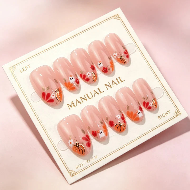 Press-On Nail Set Seasonal Floral Lightweight Acrylic & Reusable