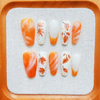 Press-On Nail Set Seasonal Floral Reusable Multiple Sizes