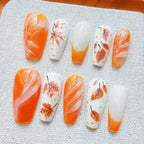 Press-On Nail Set Seasonal Floral Reusable Multiple Sizes