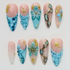 Press-On Nail Set Self-Adhesive 3D Designs & Glitter Accents