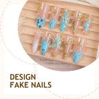 Press-On Nail Set Self-Adhesive 3D Designs & Glitter Accents