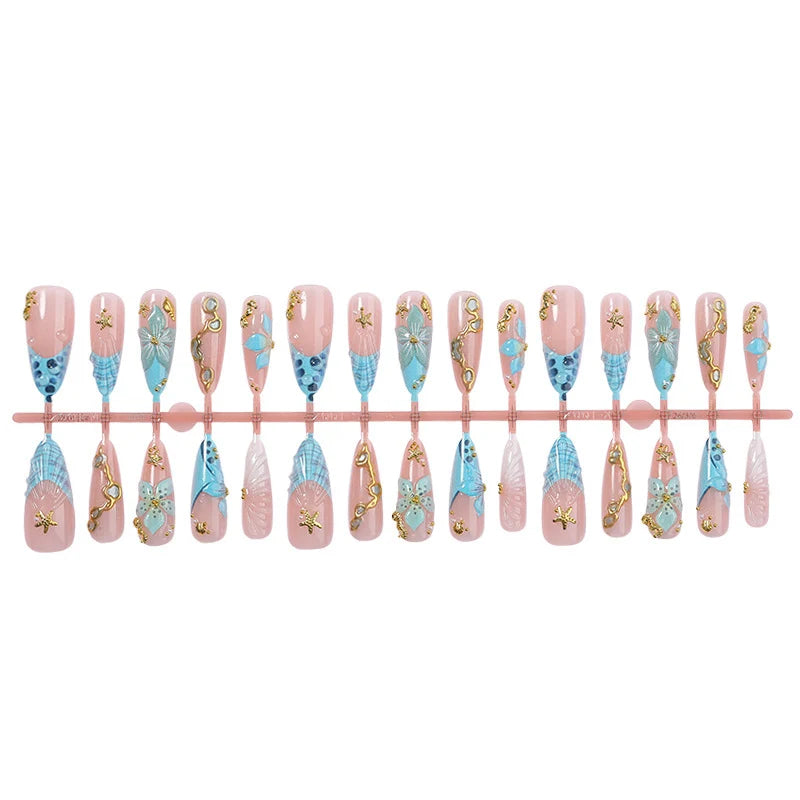 Press-On Nail Set Self-Adhesive 3D Designs & Glitter Accents