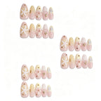 Press-On Nail Set Self-Adhesive 3D Floral & Gold Accents