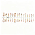 Press-On Nail Set Self-Adhesive 3D Floral & Gold Accents
