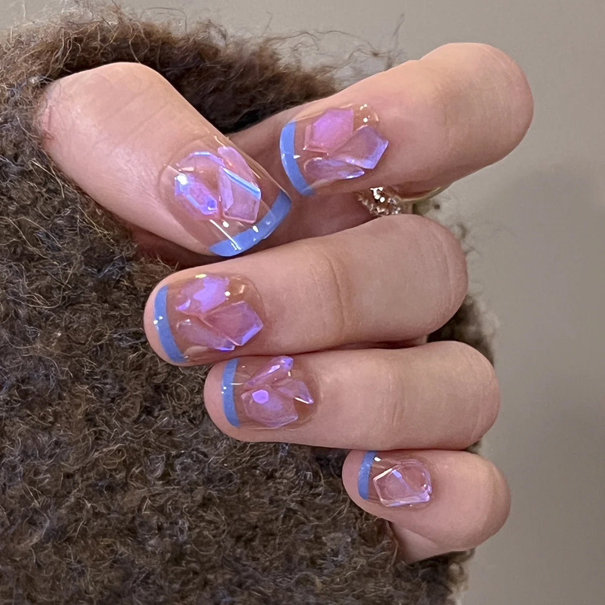 Press-On Nail Set Self-Adhesive 3D & Glitter