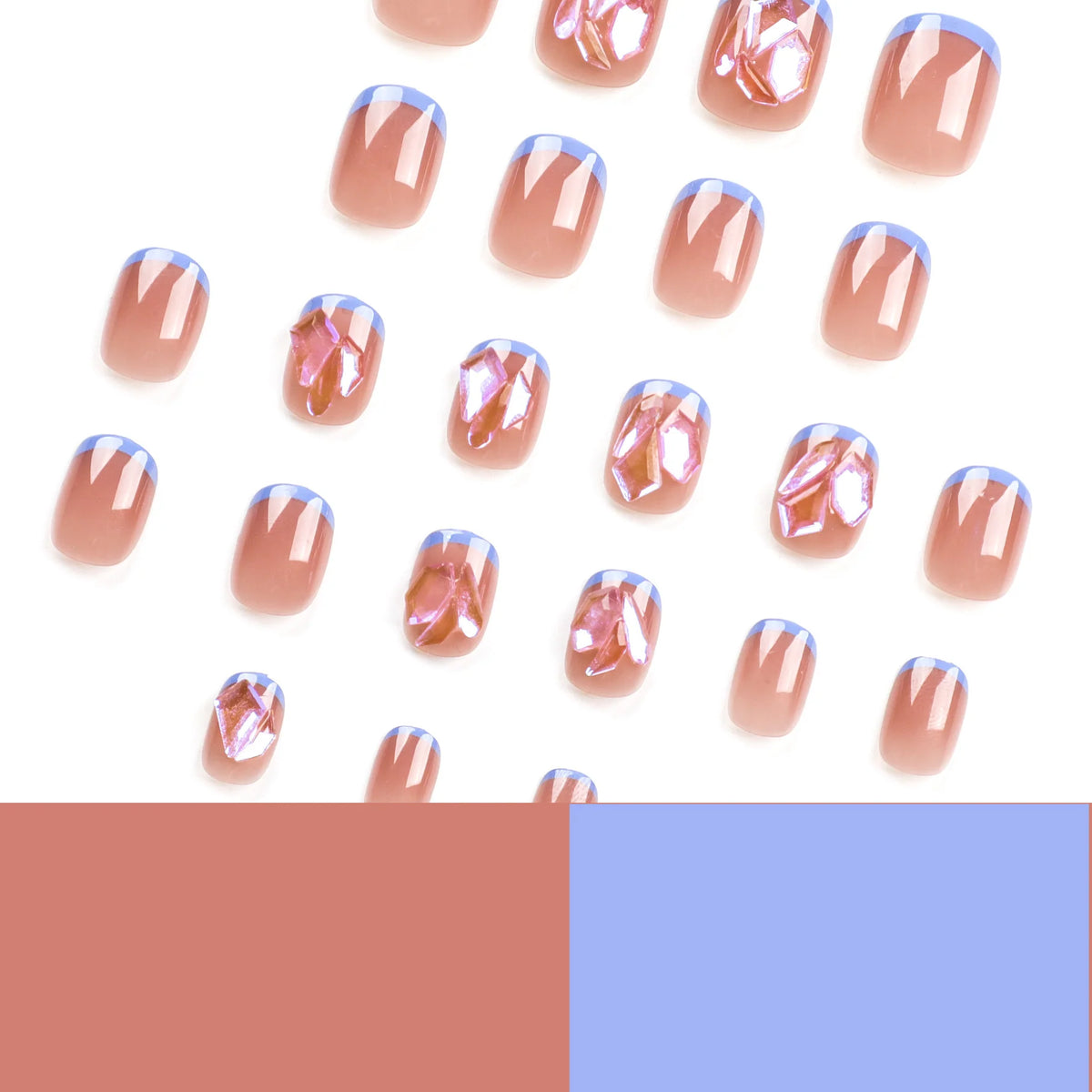Press-On Nail Set Self-Adhesive 3D & Glitter